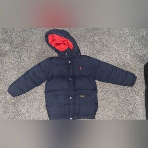 Navy Blue Kids Jacket with Red Lining